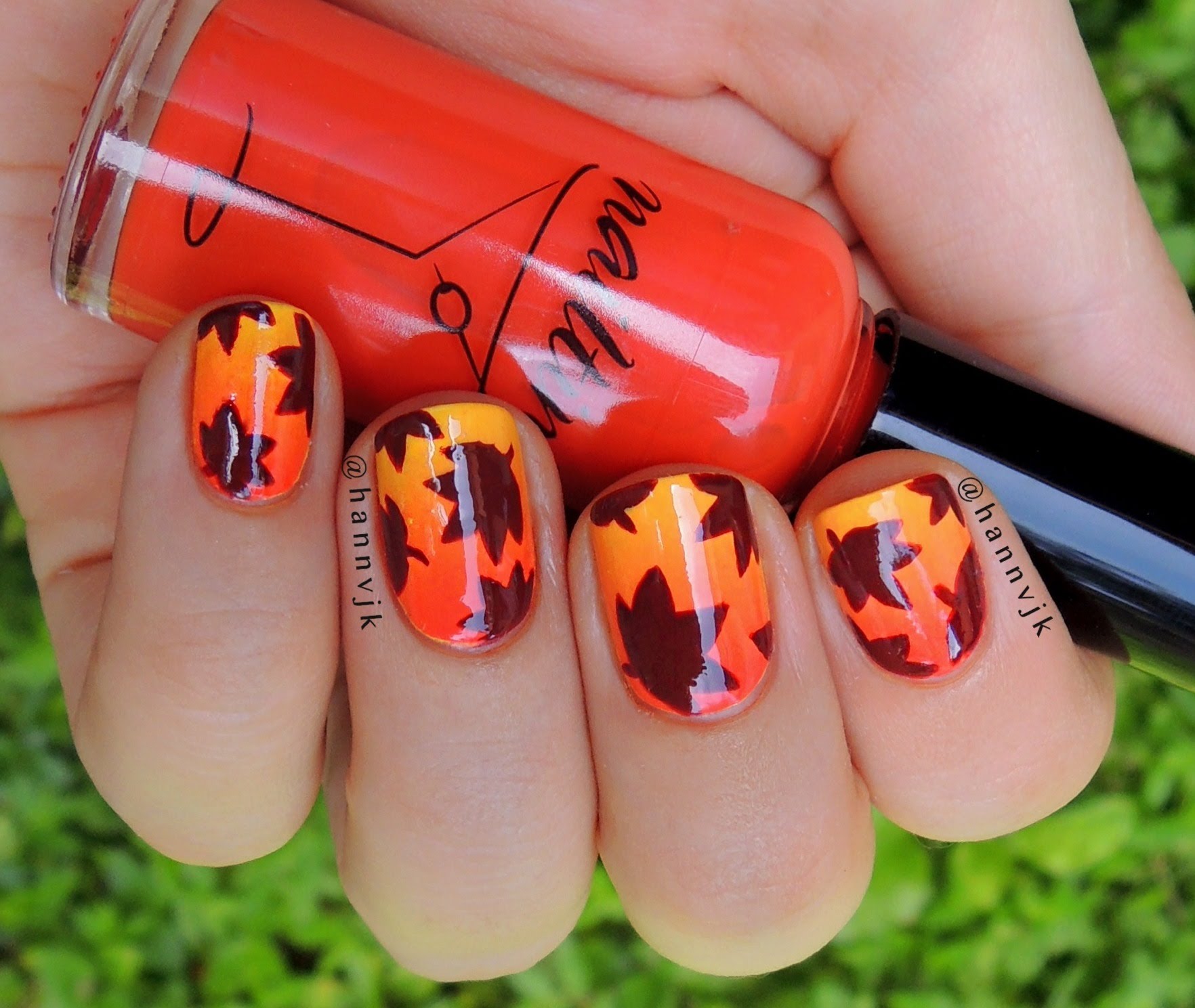 gradient fall leaves nail tutori